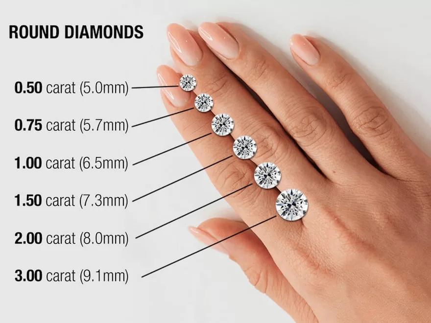 kích thước kim cương thường được đo bằng đơn vị carat