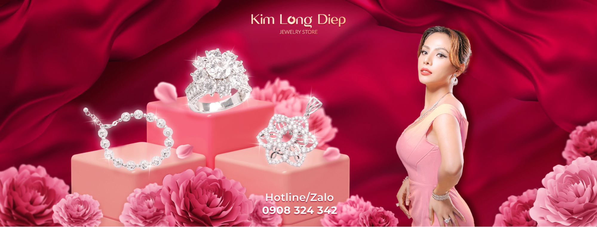 Trang sức kim cương nhân tạo cao cấp từ thương hiệu Kim Long Diệp